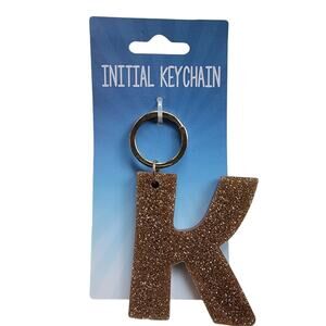 K Keychain Initial Gold Glitter Acrylic Gift Stocking Stuffer Christmas Birthday